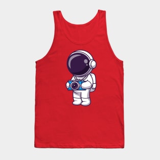 Cute Astronaut With Camera Cartoon Tank Top